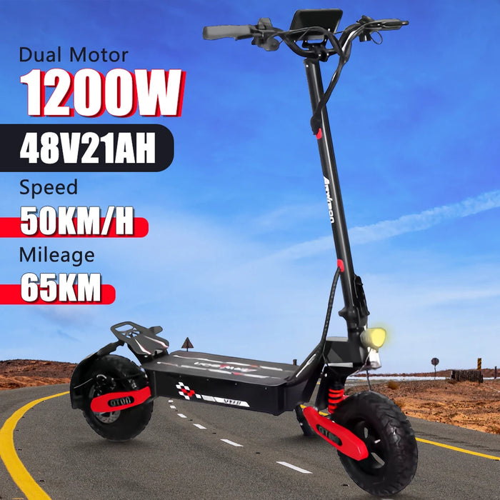GT6 Off-Road 50KM/H 48v Battery Long Range 65km LED Display 11" High Speed Foldable Electric Scooter For Adults 1200W Motor On Sale
