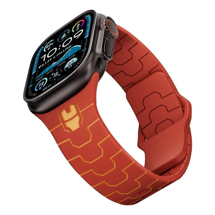 Iron Man Inspired Silicone Sport Straps For Apple Watch Series 49mm, 46mm, 45mm, 44mm, 42mm, 41mm, 40mm, 38mm On Sale