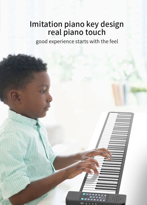 88-Key Foldable Roll-Up Digital Piano Keyboard with Rechargeable Battery, Bluetooth MIDI, 128 Tones & Rhythms On Sale
