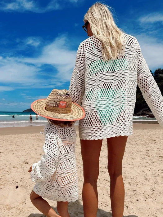 Crochet Knitted Tunic Cover Up Bikini Beach DressOn Sale