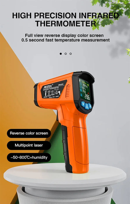 Handheld Non Contact Digital Infrared Thermometer Laser Point Temperature Reader With Humidity and Dew Point Display On Sale