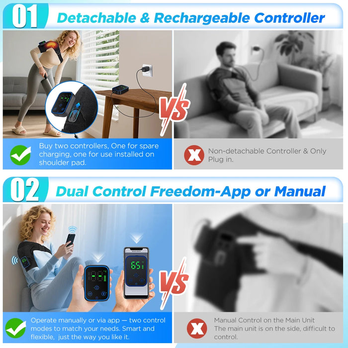Shoulder Heating Pad Massager With Wireless Mobile Phone Control On Sale