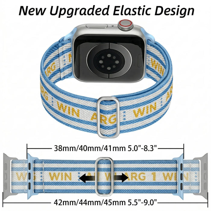Argentina flag soccer series nylon stretch adjustable watch band compatible with Apple Watch 38mm-49mm On Sale