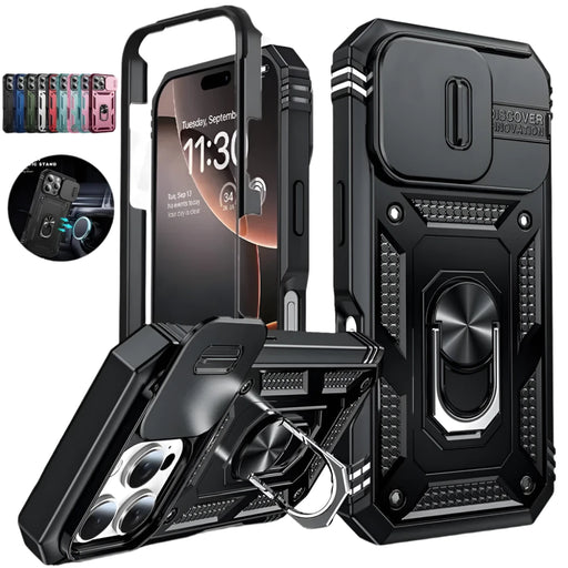 Rugged Armor Phone Case With Camera Cover For iPhone Pro Max, Plus, 16, 15, 14, 13, 12 On Sale