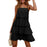 Black Ruffle Tiered Layered spaghetti Strap Chiffon Mini Swing Dress On Sale