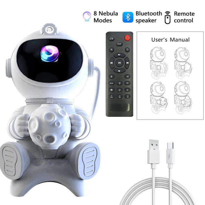 Moon Astronaut LED Galaxy Star Projector Night Light with Bluetooth Speaker And Remote Control On Sale