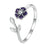 925 Sterling Silver Enamel Flower Adjustable Open Ring With Zircon On Sale