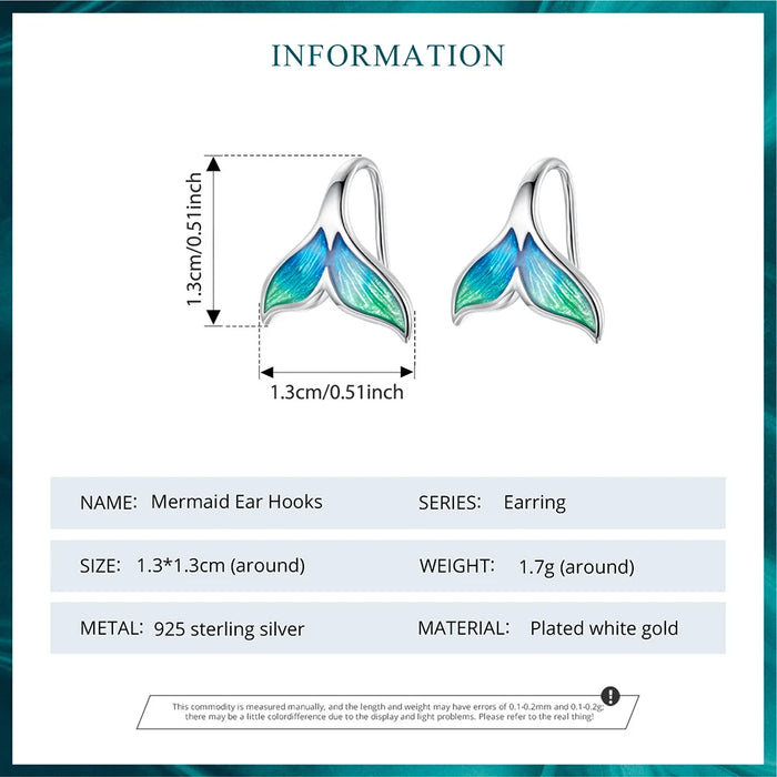 925 Sterling Silver Ocean Marine Life Theme Mermaid Tail Drop Earrings Collection On Sale