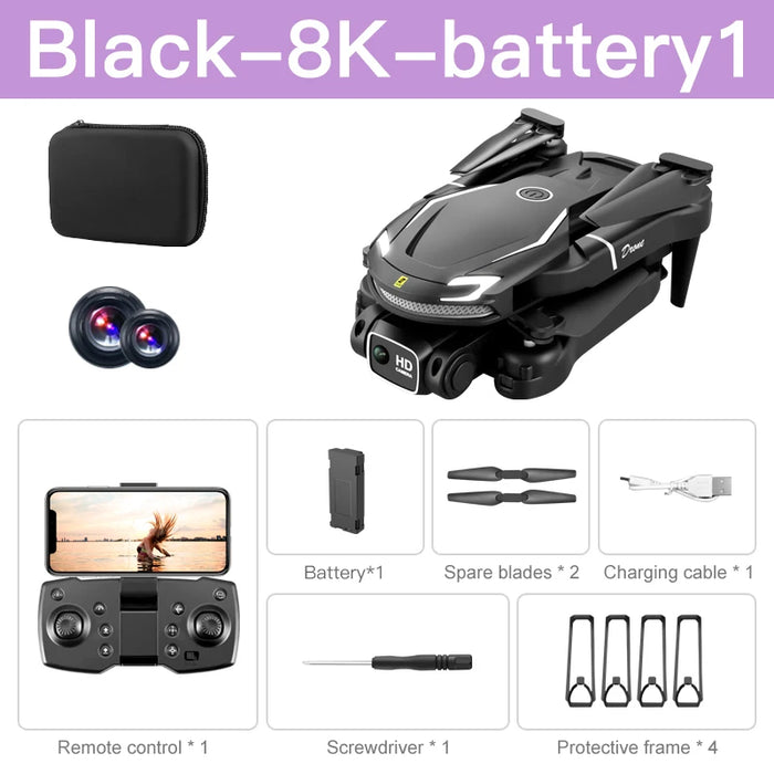Black V88 Professional 5G Optical Flow 8K GPS Dual HD Camera Obstacle Avoidance Drone With 1 Battery On Sale