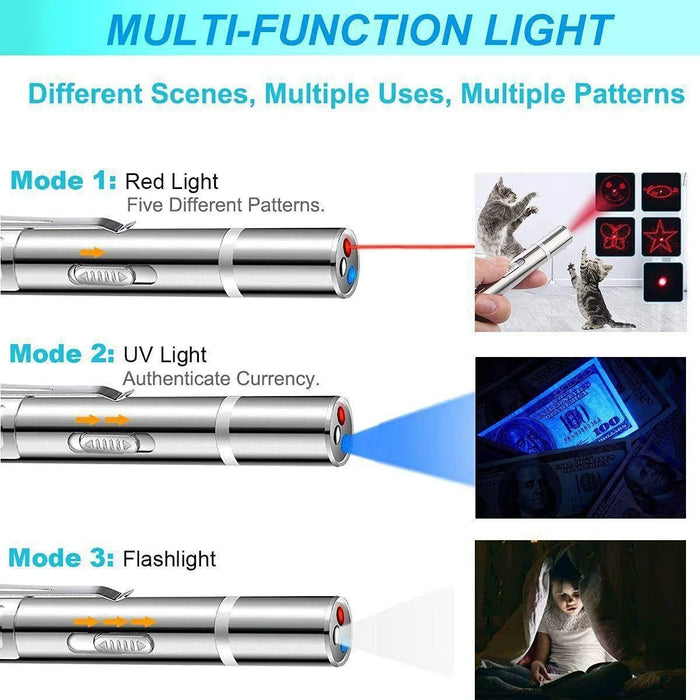 3 in 1 USB Rechargeable LED Cat Interactive Laser Pointer On Sale
