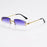 Gold Purple Classic Rectangular Rimless Sunglasses On Sale