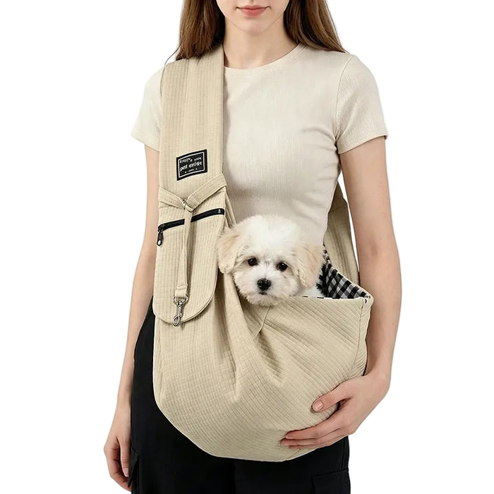 Pet Dog Travel Carrier Crossbody Bag In Beige On Sale