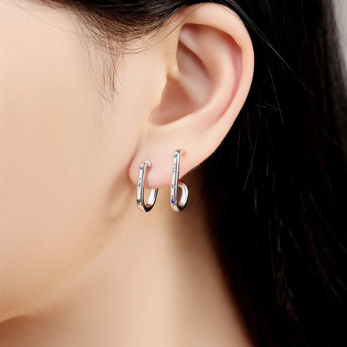 925 Sterling Silver Dreamy Celestial Elegance Star & Moon Hoop Earrings On Sale 