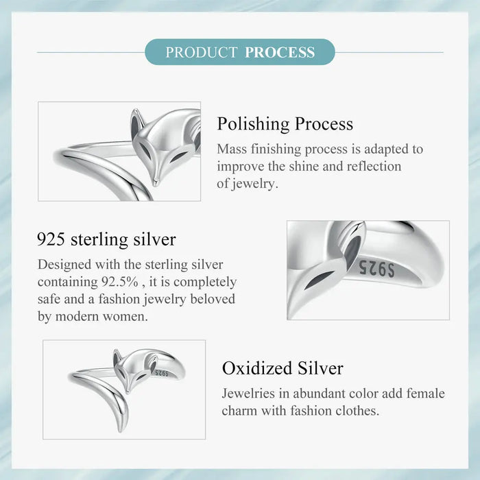 925 Sterling Silver Fox Open Rings On Sale