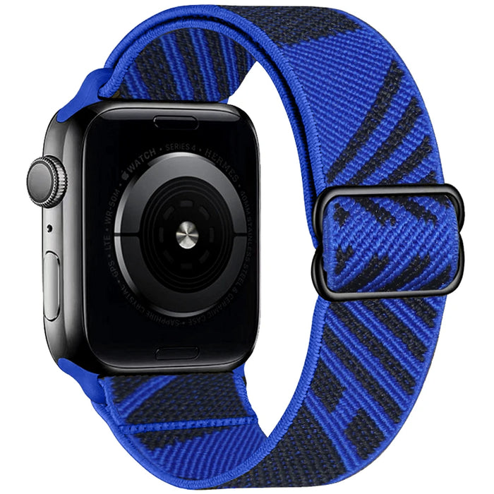 Black Blue Hermes Style Scrunchie Watch Strap For Apple Watch Band Series 49mm, 45mm, 44mm, 42mm, 41mm, 40mm, 38mm On Sale