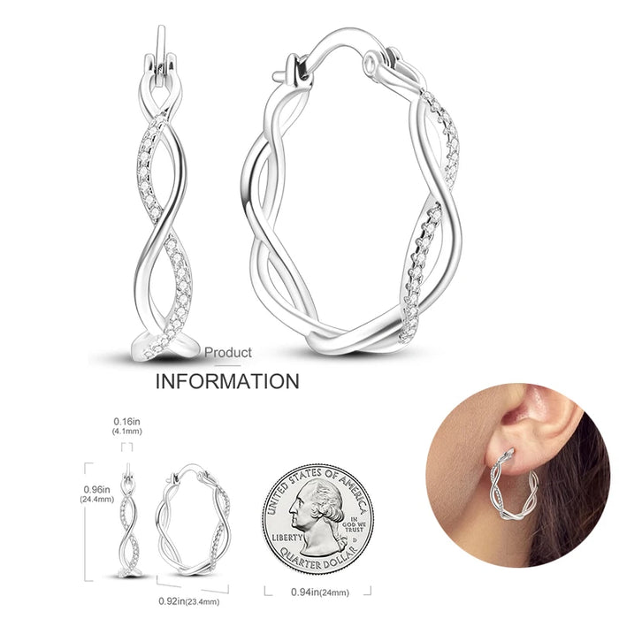 Elegant Infinity Designs 925 Sterling Silver Hoop Earrings On Sale