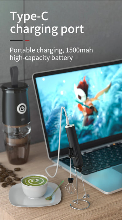 3-Speed Rechargeable Wireless Milk Frother Whisk On Sale