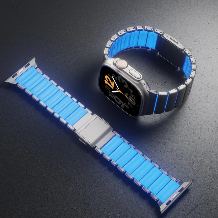 Luminous Magnetic Titanium-style Watch Band Compatible With Apple Watch Series On Sale