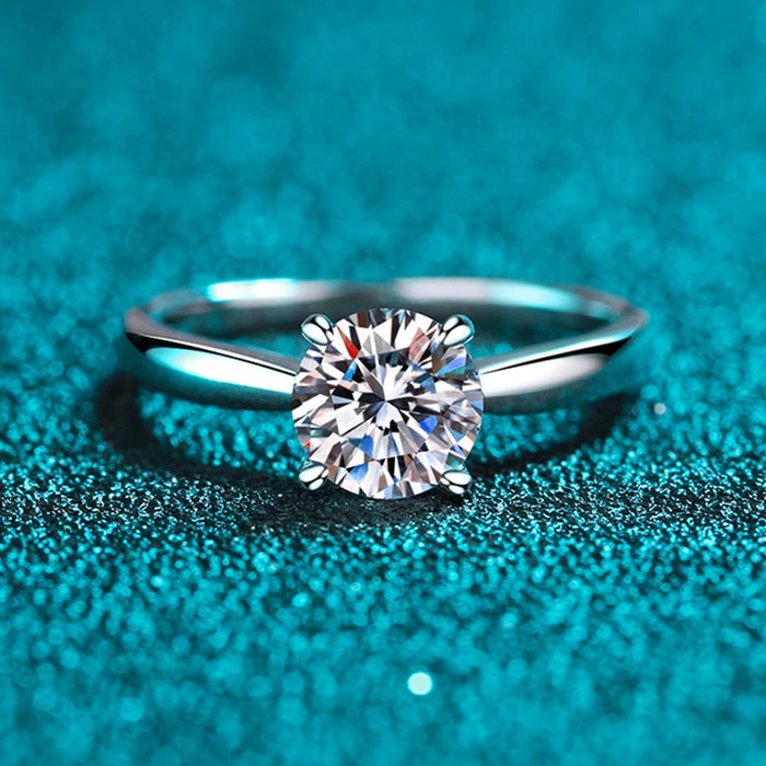 925 Sterling Silver 18K White Gold Plated Moissanite Diamond Rings On Sale