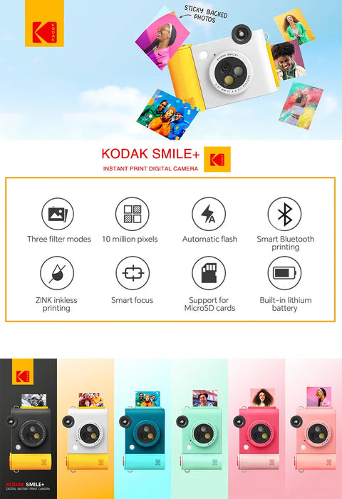 Kodak Smile+ 10MP Wireless Digital Instant Camera With Zink Inkless Printing On Sale
