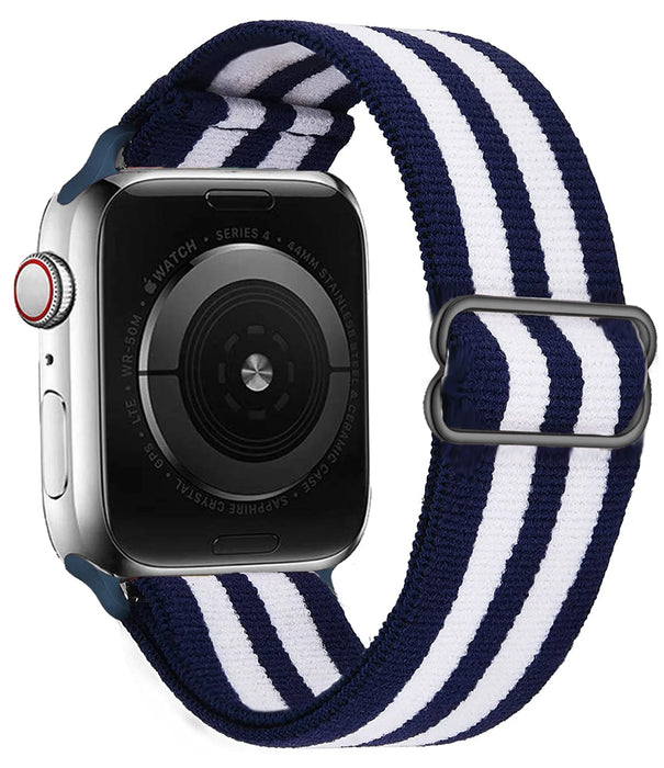 Marine Style Stripe Blue White Scrunchie Watch Strap For Apple Watch Band Series 49mm, 45mm, 44mm, 42mm, 41mm, 40mm, 38mm On Sale