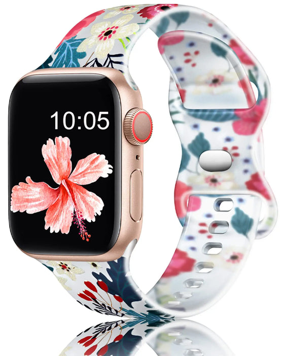 Floral Graphic Prints Strap for Apple Watch Band 38mm/40mm/42mm/44mm/45mm/49mm On Sale