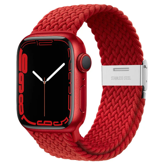 Red Stretchable Braided Loop Apple Watch Bracelet For iWatch Series On Sale