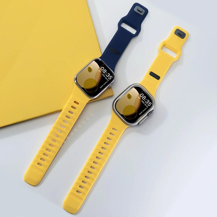 Two-Tone Irregular Shape Adjustable Silicone Sporty Watch Band Compatible with Apple Watch 38mm–49mm On Sale | Replacement Watch Band Compatible with Apple Watch Series 1–11, SE & Ultra 