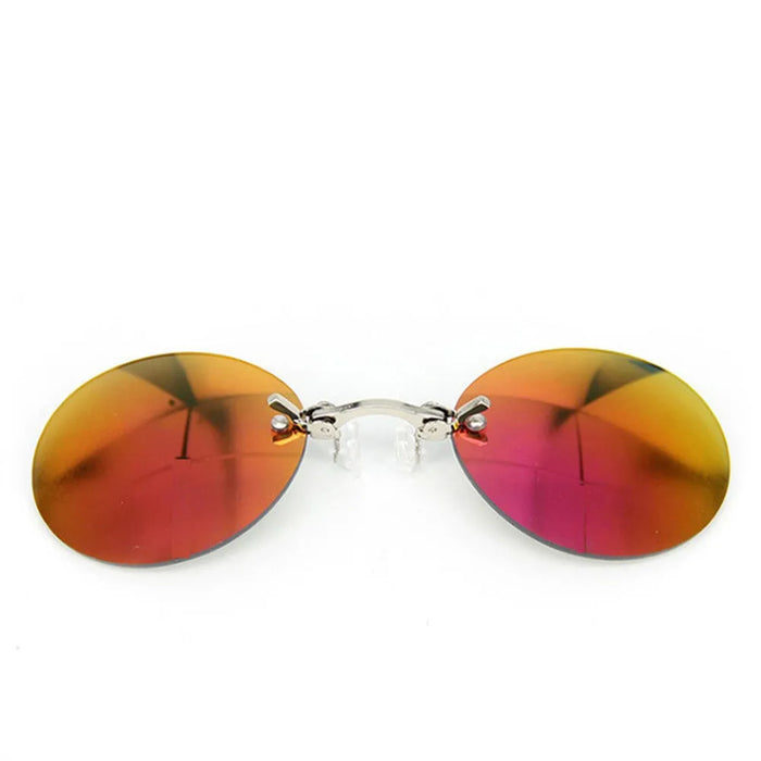 Matrix Morpheus Style Red Round Rimless Clip-On-Nose UV400 Sunglasses On Sale