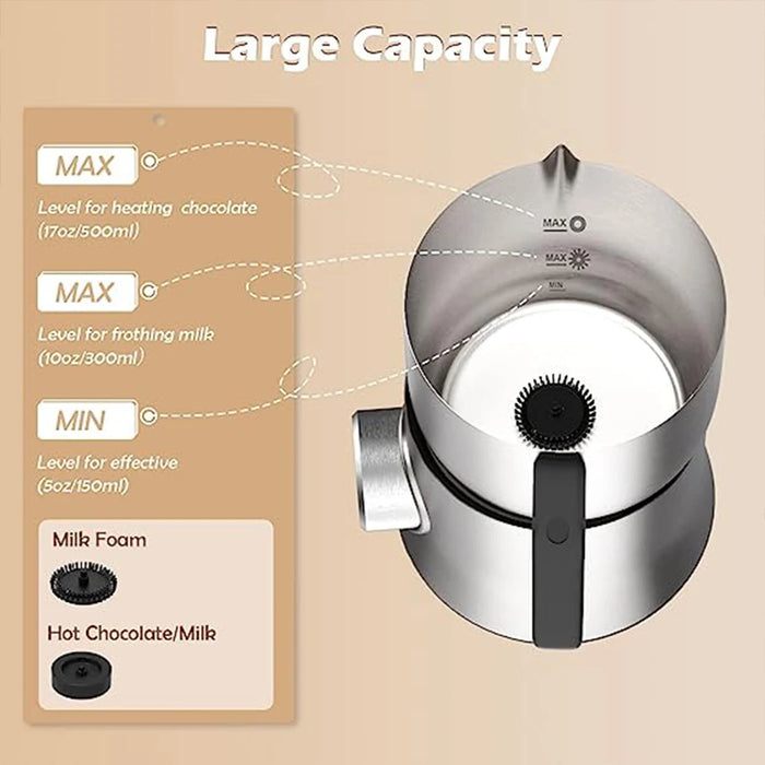 900 ML Detachable Stainless Steel Milk Jug Automatic Electric Cafe Milk Frother For Hot or Cold Latte, Coffee, or Chocolate On Sale