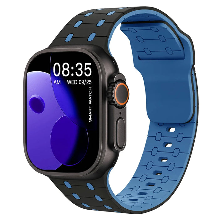 Black Blue Textured Silicone Sport Watch Band Compatible With Apple Watch 38mm 40mm 41mm 42mm 44mm 45mm 46mm 49mm (Series 3–11, SE & Ultra) On Sale