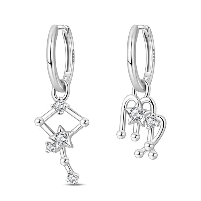 12 Constellation 925 Sterling Silver Virgo Hoop Earrings Timeless Zodiac Elegance On Sale