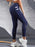 Navy Blue Mesh Patch Design Double Pockets High-Waisted Fitness Gym Leggings On Sale