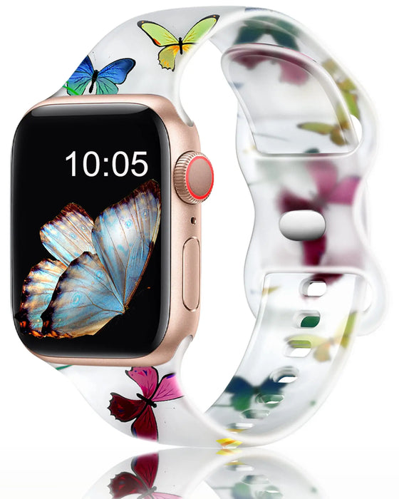 Butterfly Prints Strap for Apple Watch Band 38mm/40mm/42mm/44mm/45mm/49mm On Sale