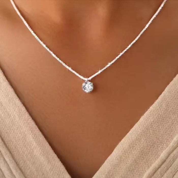 Classic VVS1 Moissanite Diamond  Platinum Plated  s925 Sterling Silver Crown Necklaces On Sale