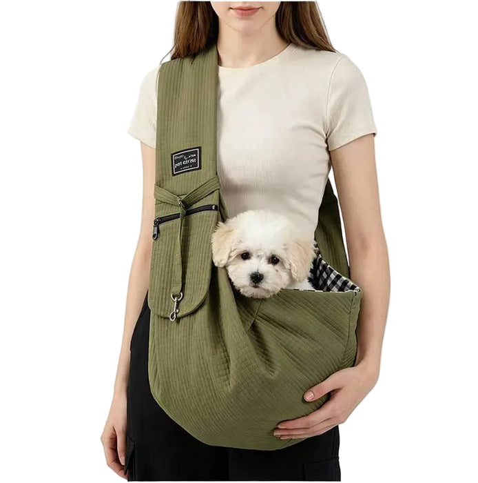 Pet Dog Travel Carrier Crossbody Bag in Green On Sale