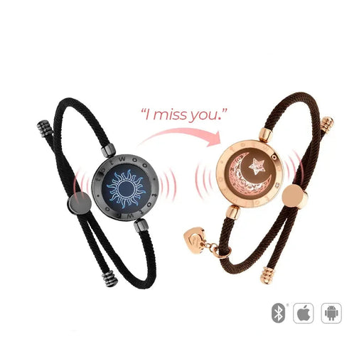 Smart App Connected Light Up Vibration Notification Bracelet Set For Couples On Sale