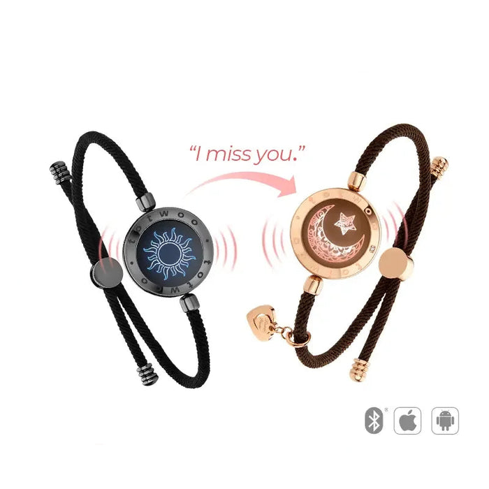 Smart App Connected Light Up Vibration Notification Bracelet Set For Couples On Sale