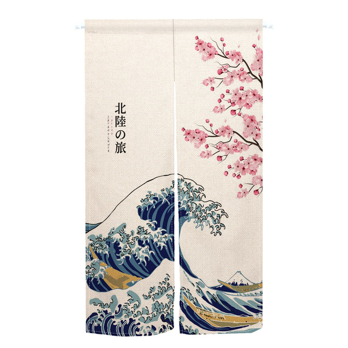 Japanese Linen Patterned Doorway Tapestry Noren On Sale - Sakura
