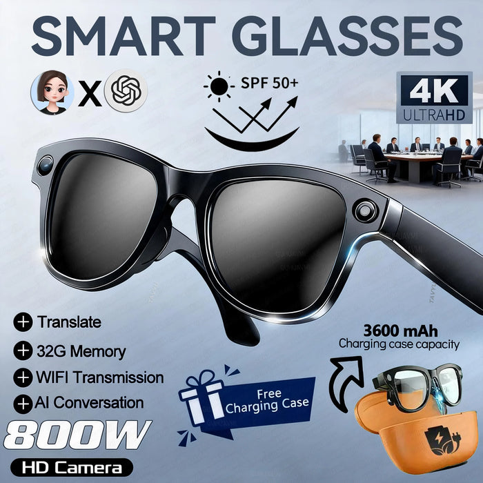 AI Smart Eyewear With Touch Control And Charging Case For Photo, Music, Calls, Hands-free video and Audio Recording On Sale