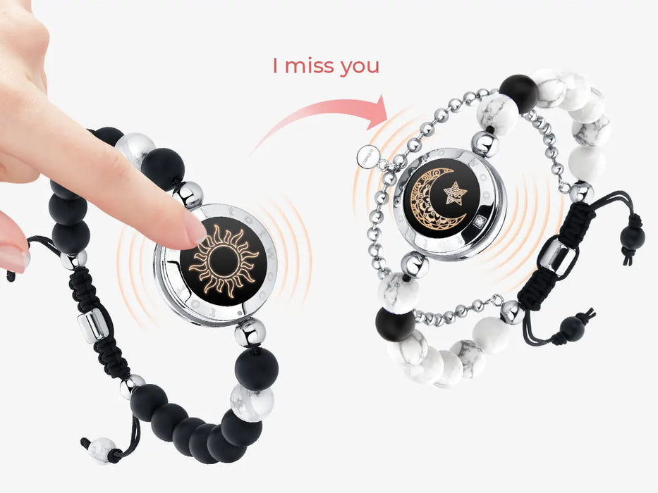 Light Up & Vibrate Long Distance Agate Touch Bracelets For Couples On Sale