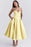 Yellow A-Line Vintage Style Temperament Dress On Sale