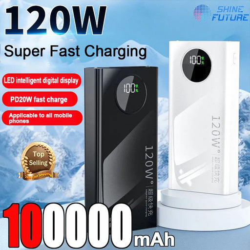 100000 mAh Mini Power Bank Fast Charging 120W Dual USB Ports For Mobile Smart Phones on Sale