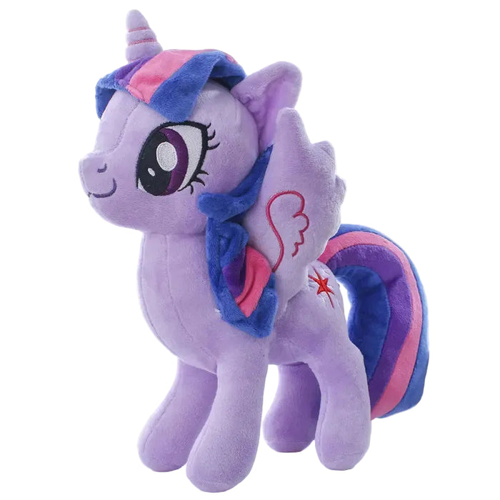 Adorable Rainbow Hair Purple Unicorn Pony Plush Doll Anime Style Fantasy Character Plush Toy 28-33cm On Sale