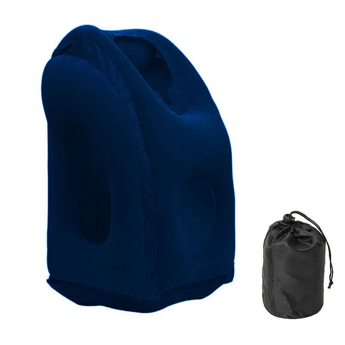 Navy Blue Inflatable Travel Air Cushion Pillow On Sale