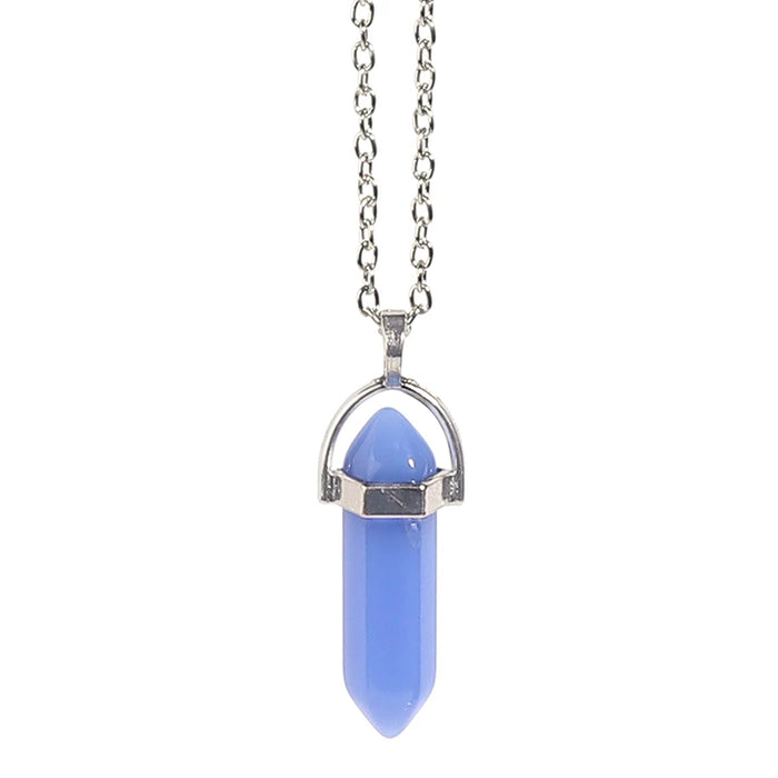 Natural Quartz Crystal Hexagonal Pillar Bullet Pendant Necklaces On Sale