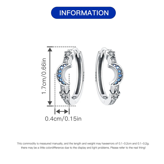 925 Sterling Silver Dreamy Celestial Elegance Star & Moon Hoop Earrings On Sale 