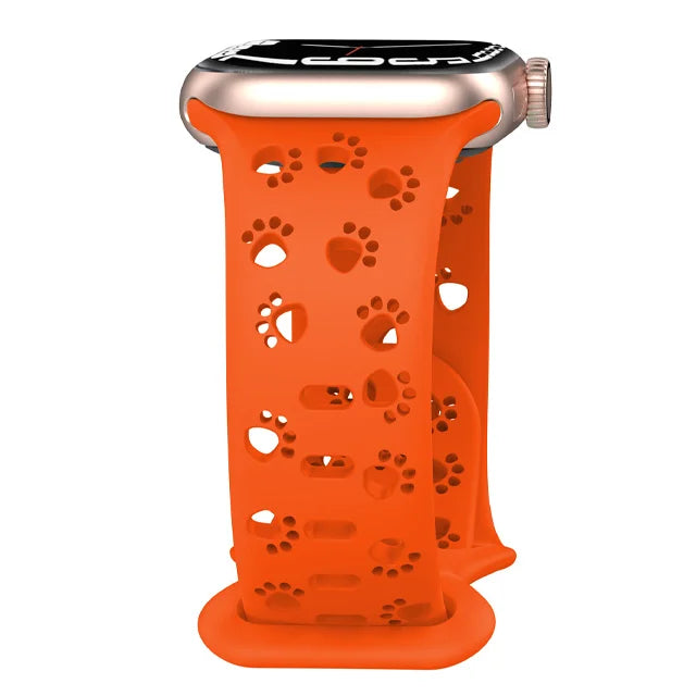 Orange Animal Paws Hollow-out Design Silicone Strap for Apple Watch Band Ultra 2, Series 10, 9, SE, 8, 7, 6, 5 On Sale