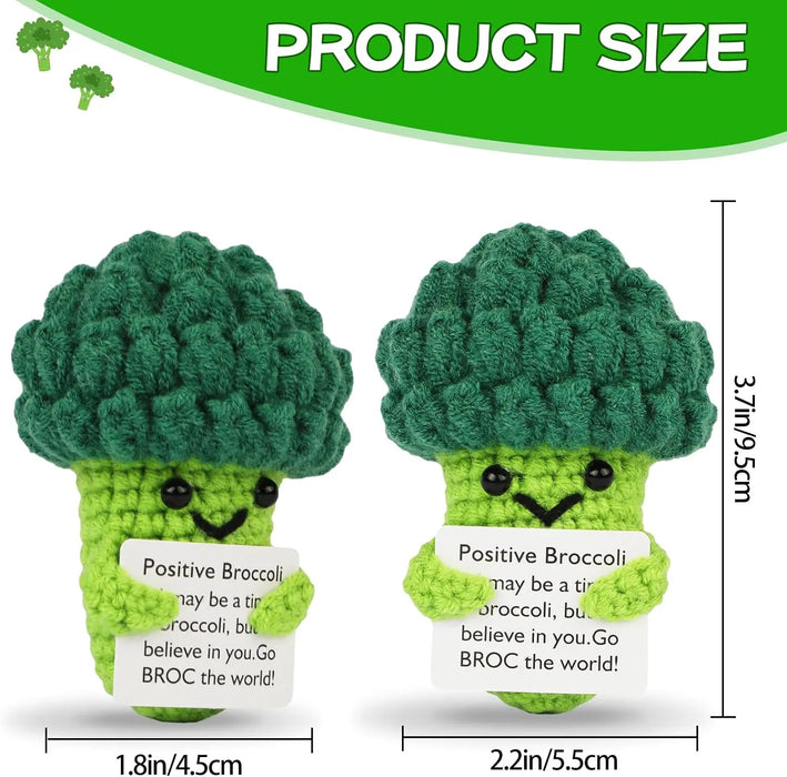 Handmade Positive Message Cute Upbeat Broccoli Crochet Plush Dolls For Desktop And Home Decor On Sale