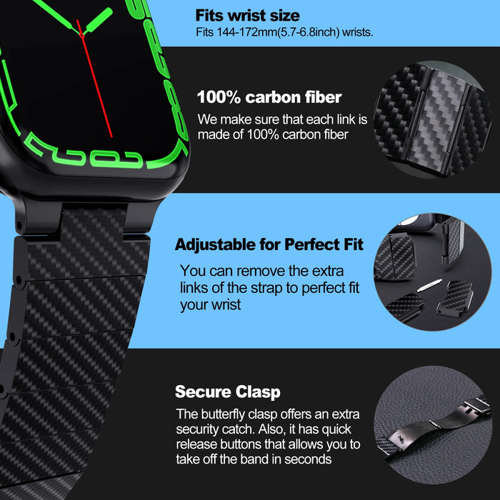 Carbon Fiber Link Bracelet
For Apple Watch Series 10, 9, 8, 7, SE, 6, 5, 4, 3, 2, 1 , Ultra On Sale